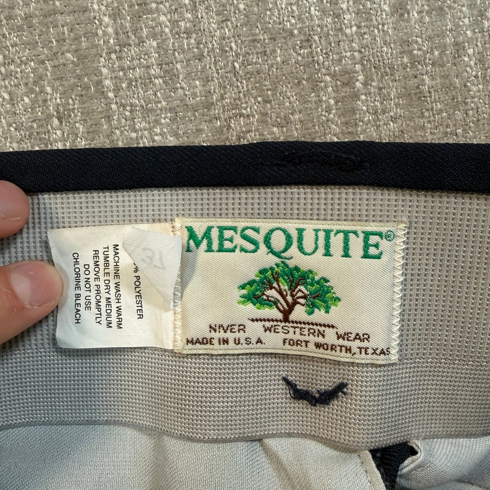 Mesquite Niver Western Wear Mens Navy Straight Leg Trousers USA Made 32x29 - Picture 7 of 7